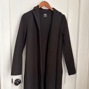 Zara Women's Long Black Open Coat